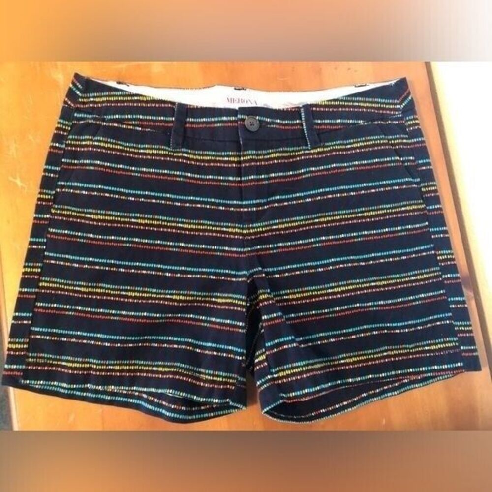 Merona Women's Size 6‎ Navy Striped 100% Cotton Women's Shorts